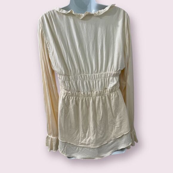 Boston Proper Long Sleeve Flowy Cream Blouse Size Medium - Picture 5 of 5